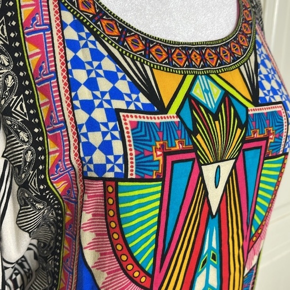 Flying Tomato Women's Aztec Print Cold Shoulder Tunic Top Mini Dress Sz M - Picture 5 of 12